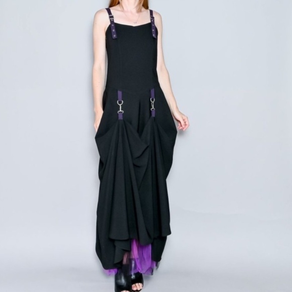 Lip Service Garter Hook Goth Ball Gown Dress L